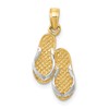 14k  3-D and White Rhodium Solid Polished Sandals Pendant