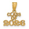 14k Polished Block CLASS OF 2026 Charm