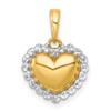 14k with White Rhodium Polished Domed Heart Charm Pendant
