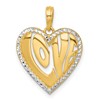 14k with White Rhodium Polished Cut-out LOVE In Heart Pendant