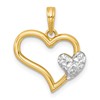 14k with White Rhodium Polished Heart Shape with Mini Heart Pendant