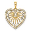 14k with White Rhodium Polished Fancy Cut-out Heart Pendant