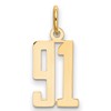 14k Small Elongated Number 91 Charm