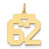 14k Medium Polished Number 62 Charm