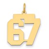 14k Medium Polished Number 67 Charm