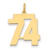 14k Medium Polished Number 74 Charm