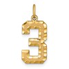 14k Large Brushed Diamond-cut Number 3 Charm