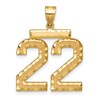 14k Large Brushed Diamond-cut Number 22 Charm