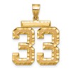 14k Large Brushed Diamond-cut Number 33 Charm
