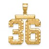 14k Large Brushed Diamond-cut Number 36 Charm