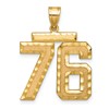 14k Large Brushed Diamond-cut Number 76 Charm