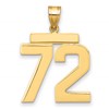 14k Large Polished Number 72 Charm
