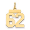 14k Small Polished Number 62 Charm