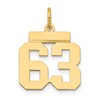 14k Small Polished Number 63 Charm