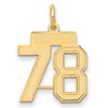 14k Small Satin Number 78 Charm
