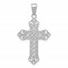 14K White Gold Fleur De Lis Cross Charm