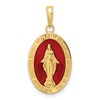 14k Solid Red Enameled Miraculous Medal Oval Pendant