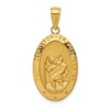 14k Polished and Satin Solid Saint Christopher Medal Oval Pendant