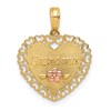 14k Two-Tone GRANDMA Heart with Flower Charm
