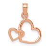 14K Rose Gold Polished Intertwined Double Heart Pendant