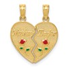 14k Enameled Flowers MOTHER - DAUGHTER 2-Piece Break-apart Pendant