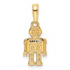 14k and White Rhodium Diamond-cut Robot Pendant