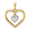 14k and White Rhodium Diamond-cut Heart Dangle in Heart Pendant