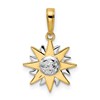 14k and White Rhodium Diamond-cut Sun Pendant