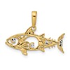 14k and White Rhodium Diamond-cut Fish Pendant
