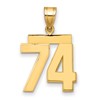 14k Medium Polished Number 74 Charm