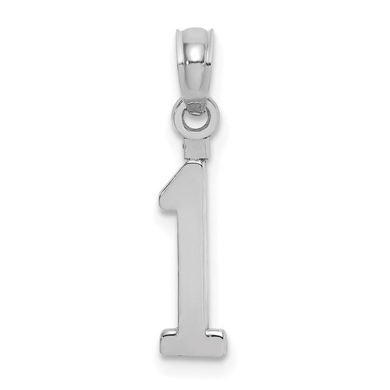 10K or 14K Solid Gold Block Numbers Charm Pendant 1/2 " Long Block Font Simple Minimalist Yellow or White Gold