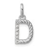 14k White Gold Twisted .05 ct. Diamond Initial D Charm
