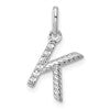 14k White Gold Twisted .05 Ct. Diamond Initial K Charm