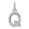 14k White Gold Twisted .07 ct. Diamond Initial Q Charm