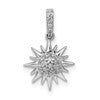 14k White Gold 1/10 carat Diamond Fancy Sun/Star Pendant