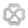 14k White Gold 1/15 carat Diamond Four Leaf Clover Chain Slide