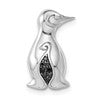 14k White Gold Black Diamond Penguin Chain Slide