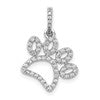 14k White Gold 1/4 carat Diamond Paw Print Pendant