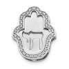 14k White Gold 1/10 carat Diamond Chai on Hamsa Chain Slide