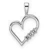 14k White Gold Holds 3-1.6mm Stones Heart Pendant Mounting
