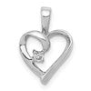 14k White Gold .02 carat AA Diamond Heart Pendant