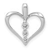 14k White Gold 1/10 carat Diamond 3-stone Heart Pendant