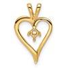 14k Holds 1-3.0mm Stone Heart Pendant Mounting