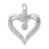 14k White Gold .01 carat AA Diamond Heart Pendant