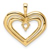 14k Holds 1-3.2mm Stone Double Heart Pendant Mounting