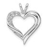 14k White Gold Holds 2-1.4mm/2-1.6mm Stones Heart Pendant Mounting