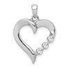 14k White Gold Three Stone 1/4 carat Diamond Heart Pendant