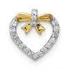 14k White Gold with Yellow Rhodium 1/10 carat Diamond Heart with Bow Chain Slide