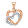14k Rose Gold and White Rhodium Diamond Entwined Hearts Pendant