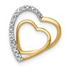 14k and White Rhodium .01 carat Diamond Double Heart Chain Slide